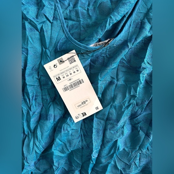 NWT Zara WRINKLED JACQUARD DRESS - Picture 10 of 12